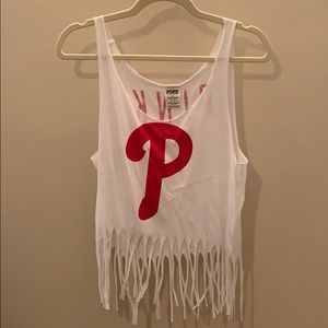 PINK Victoria Secret Phillies Fringed Cropped Tank